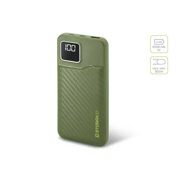Paiement Sécurisé DELPHIN StoraX, Batterie externe, 15x7x1,7cm, vert, 10,000 mAh, 101005994