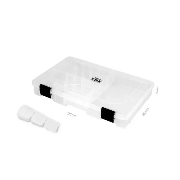 DELPHIN TBX One 275-5P Clip, Boîte d‘appâts artificiels, 27,5x18,5x4,5cm, transparent, 101000493 Petit Prix