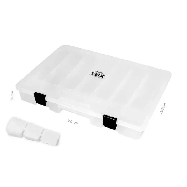 DELPHIN Delphin TBX One 350-8P Clip, Boîte d‘appâts artificiels, 38x25x3,8cm, transparent, 101000495 Soldes