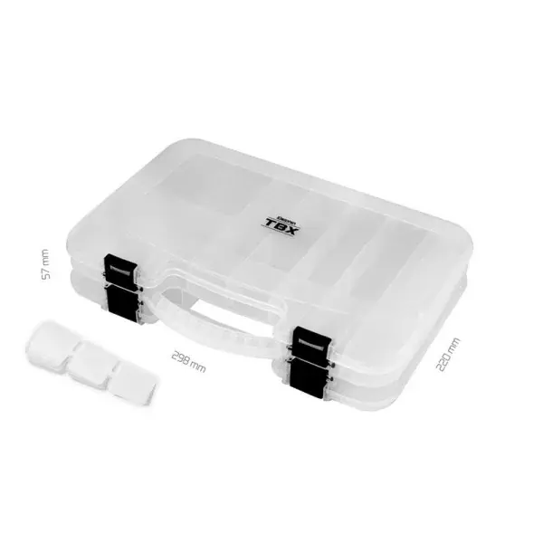 DELPHIN TBX Duo 298-12P Clip, Boîte d‘appâts artificiels, 29,8x22x5,7cm, transparent, avec poignée pliante, 101000507 Commander Maintenant