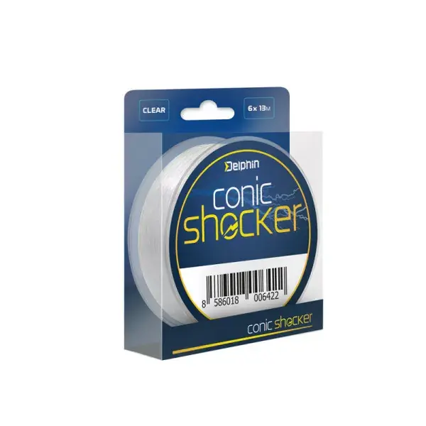 Super Prix DELPHIN Conic SHOCKER, 13m, transparent, bas de ligne conique à choc, 6 pièces