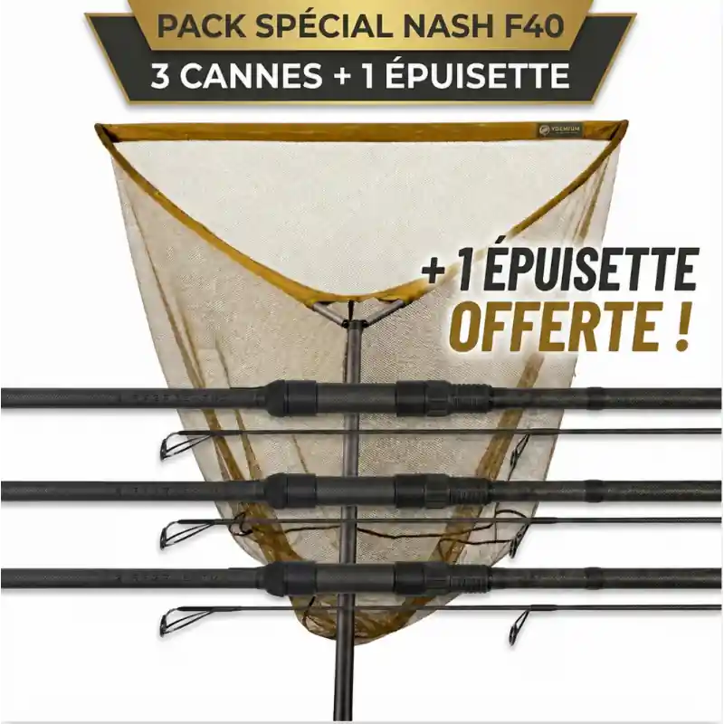 Ensemble Carpe Nash Air Force F40 3 x 13 pieds 3.75 lbs + Landing Net Bundle Nouveauté