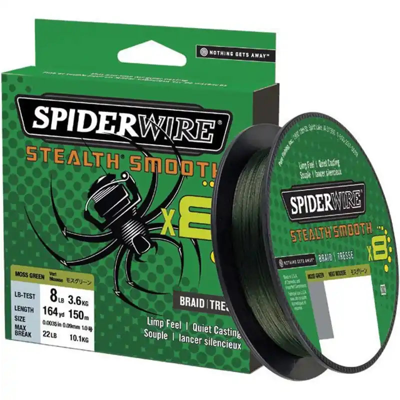 Quantité Limitée TRESSE SPIDERWIRE STEALTH SMOOTH 8X 0.19 MM 300 M MOSS GREEN