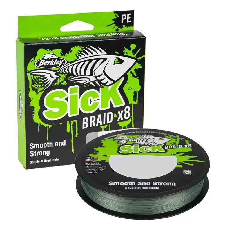 BERKLEY TRESSE SICK BRAID VERT X8 300 M 0.29 MM 26.4 KG Certifié