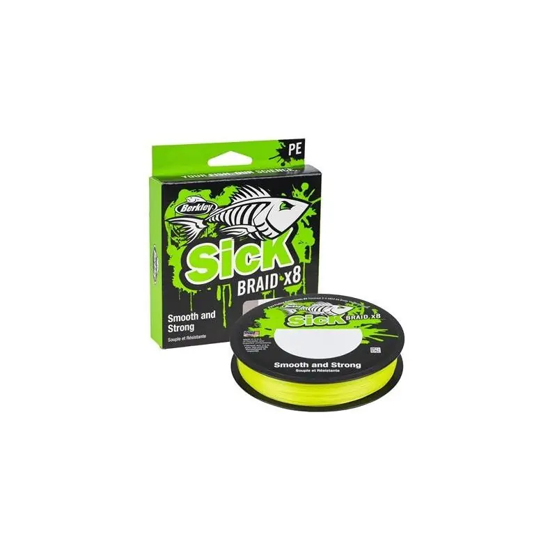 BERKLEY TRESSE SICK BRAID VERT CHARTREUSE X 8 300 M 0.33 MM 38.1 KG Offre Limitée