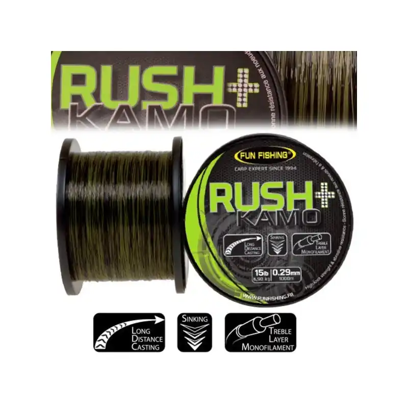 Pas Cher FUN FISHING NYLON RUSH + KAMO 0.35 MM 9.90 KG 1000 M