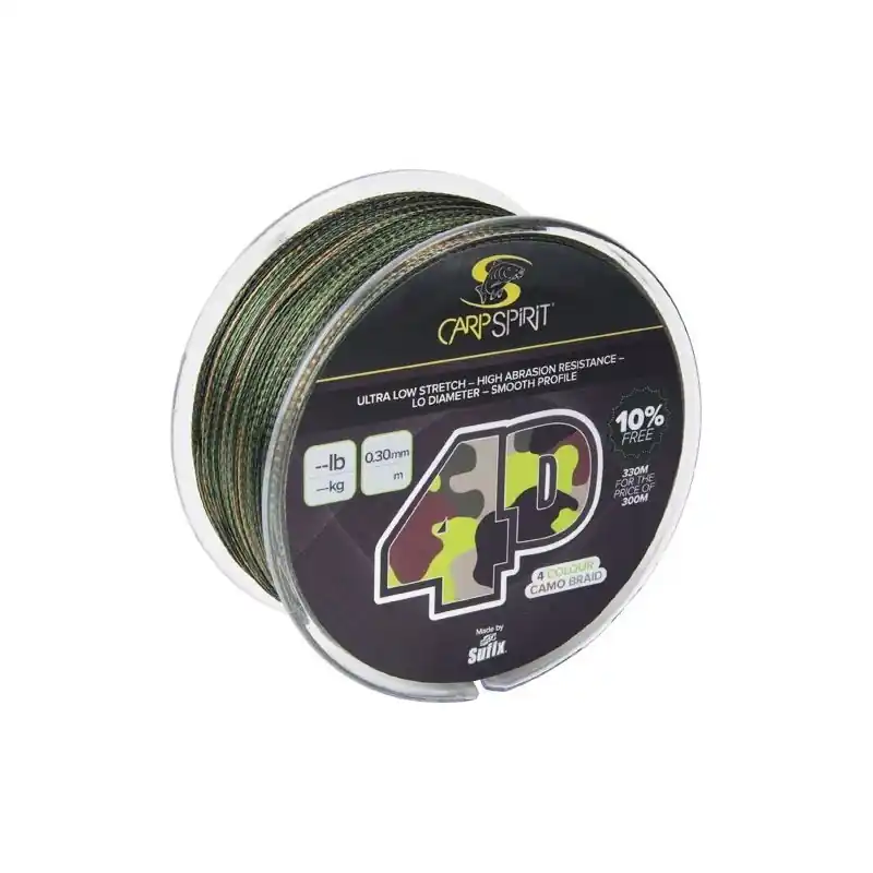 Offre Limitée CARPSPIRIT TRESSE 4D CAMO BRAID 0.30 MM 17.0 KG 1000 M