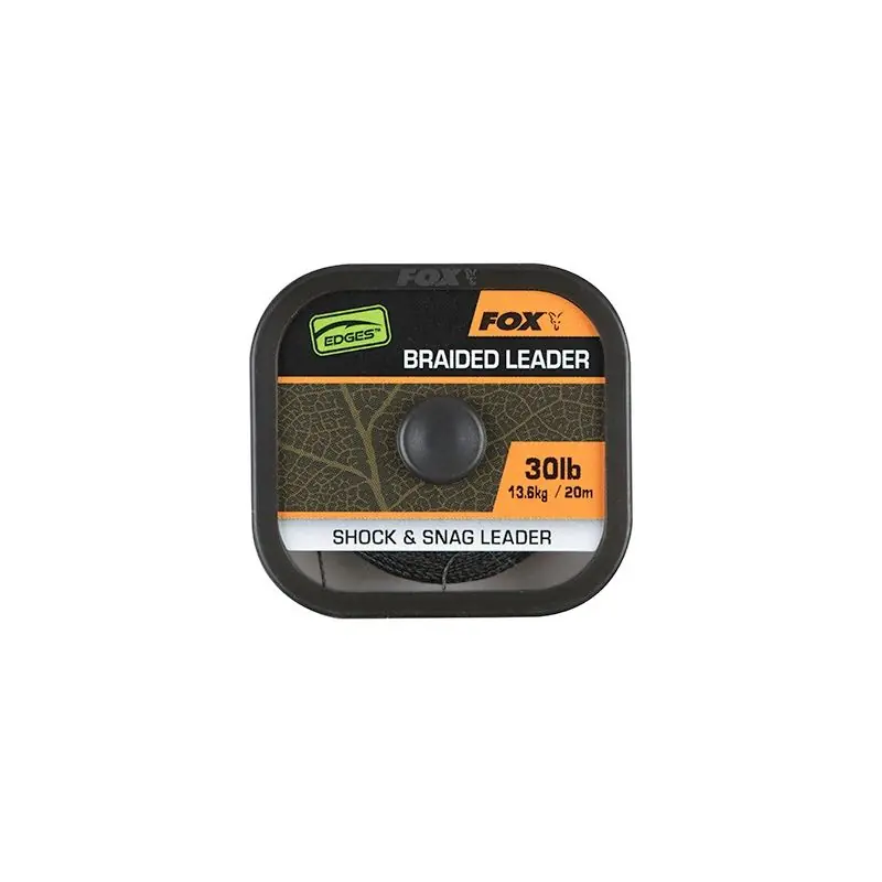 Fox Edges Naturals Braided Leader x20m 30lb/13.6kg Haute Qualité
