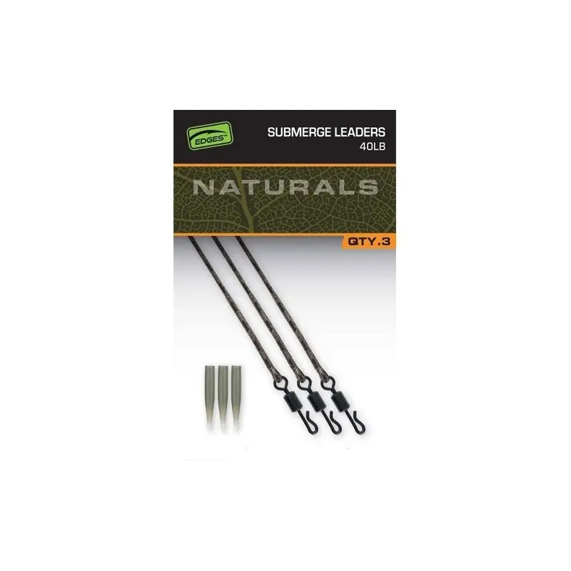 Fox Edges Naturals Submerge Leaders 40lb x 3 Prix Réduit