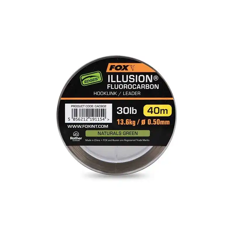 Must-Have Fox Illusion Fluorocarbon Hooklink/Leader 30lb/13.6kg (0.50mm) x 40m - Naturals