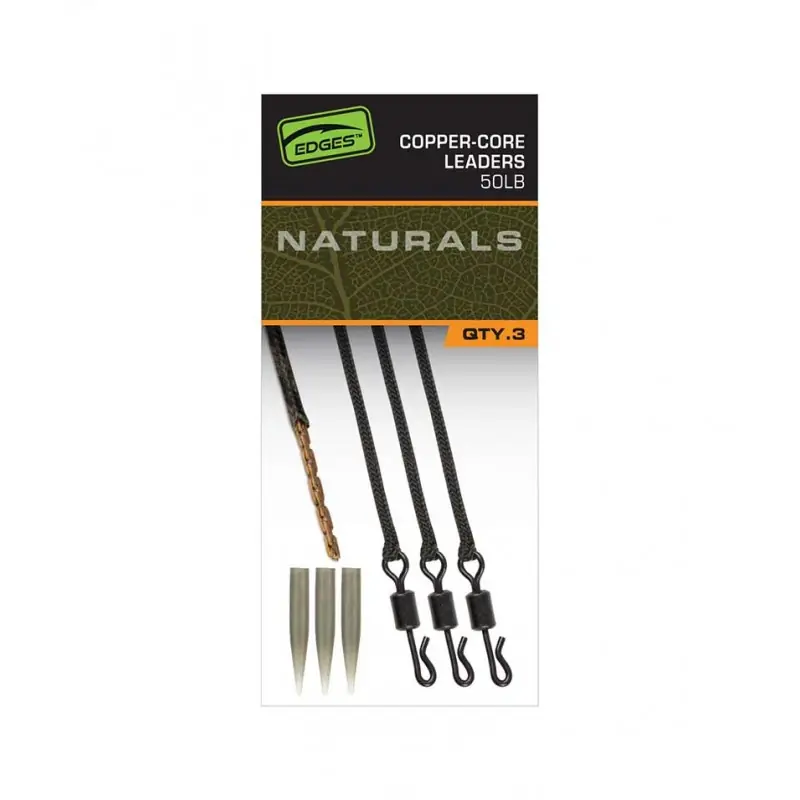 Fox Edges Naturals Copper Core Leaders x3 Usine Directe