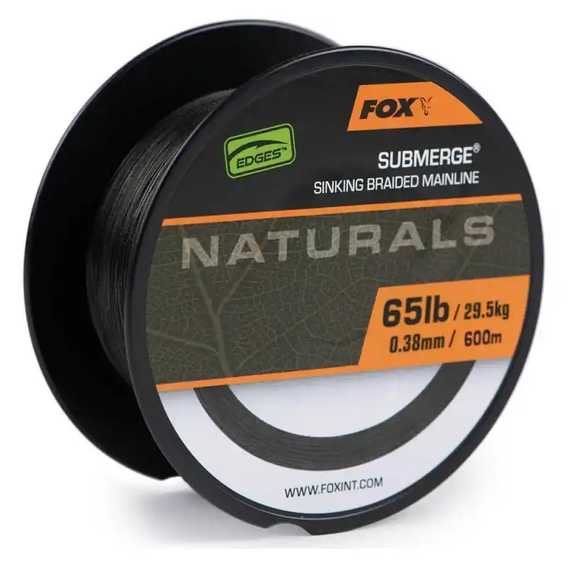 Fox Submerge Naturals sinking braid x 600m 0.38mm 65lb/29.5kg Jusqu'à Épuisement Des Stocks