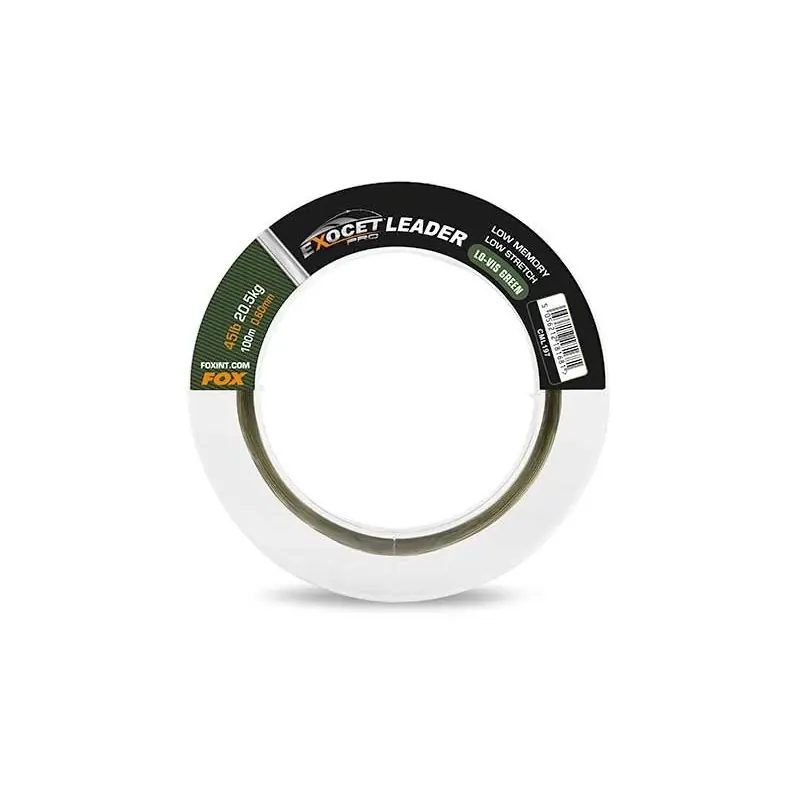 Fox Exocet Pro (Low vis green) Leader 45lb/20.5kg 0.60mm x 100m Affaire À Saisir
