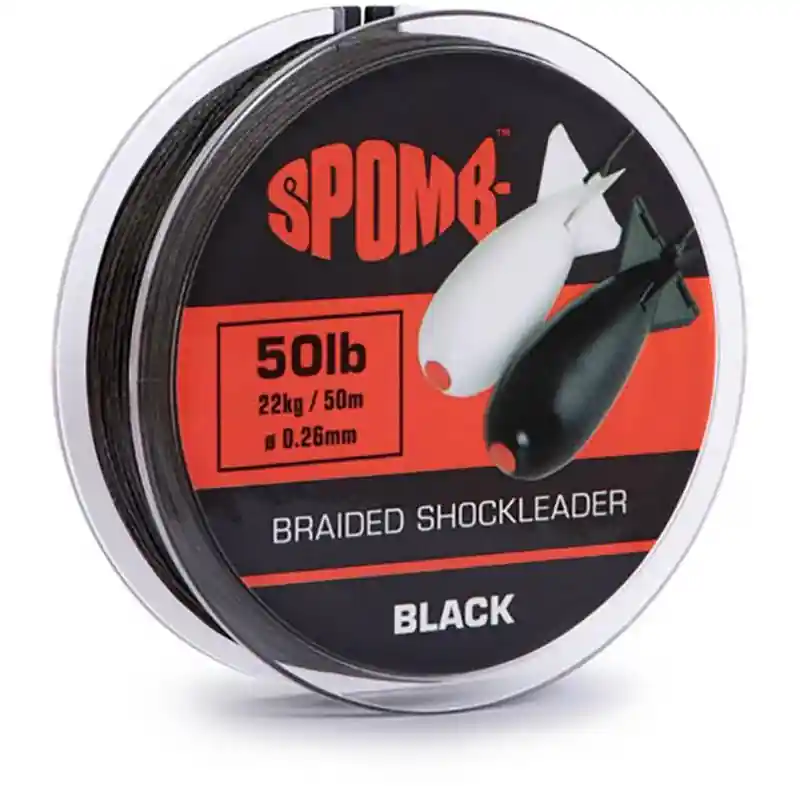 Spomb Braided leader 22kg / 50lb Black Réduction