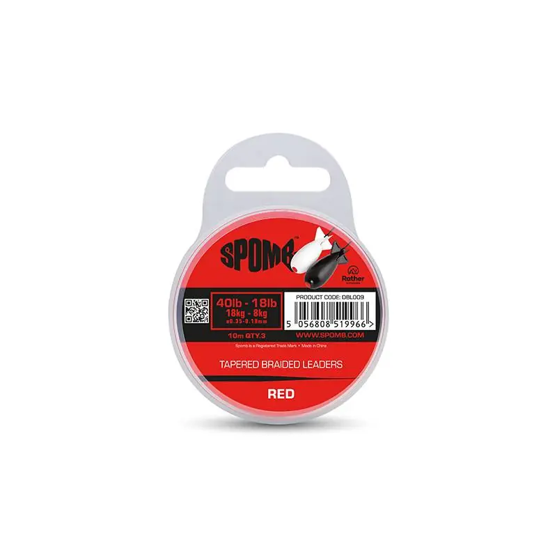 Spomb Tête De Ligne Conique Red Tapered Braided Leaders 18-40 LBS Petit Prix