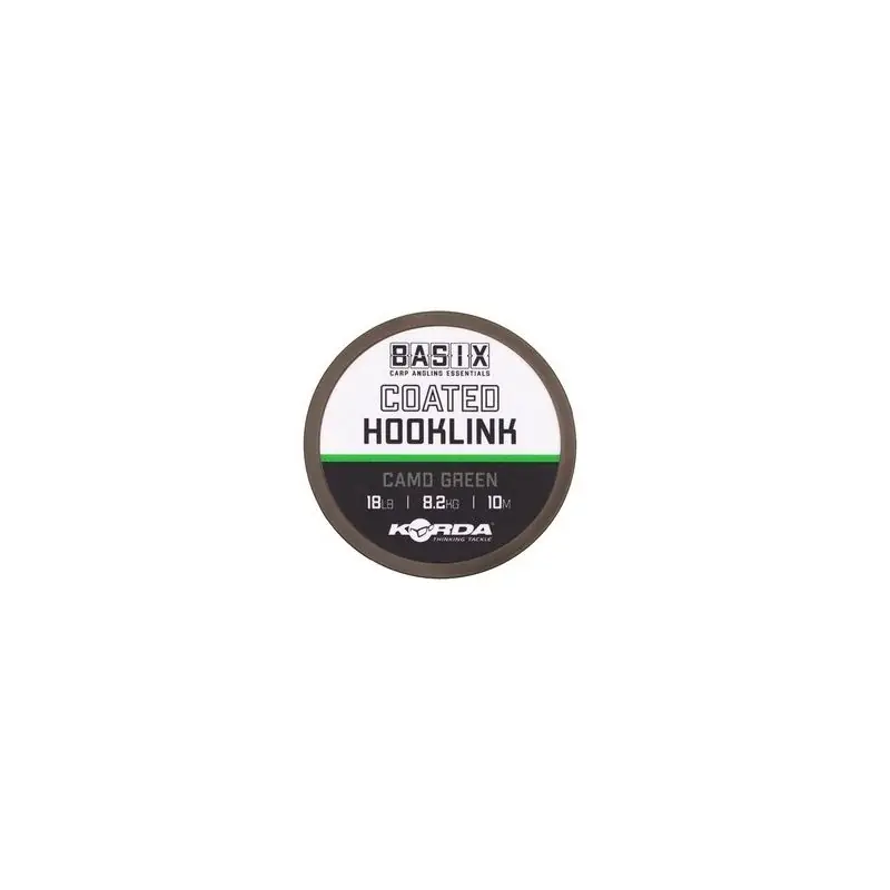 Dernier Modèle Korda Basix Coated Hooklink 18lb 10m Camo Green