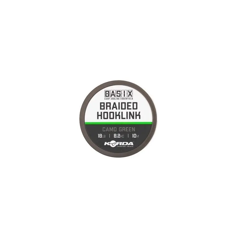 Satisfait Ou Remboursé Korda Basix Braided Hooklink 18lb 10m Camo Green