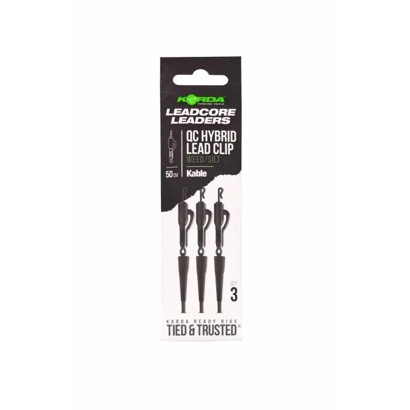 Usine Directe Korda Kable Leadcore Leader Hybrid Lead Clip QC Swivel Weed 50cm