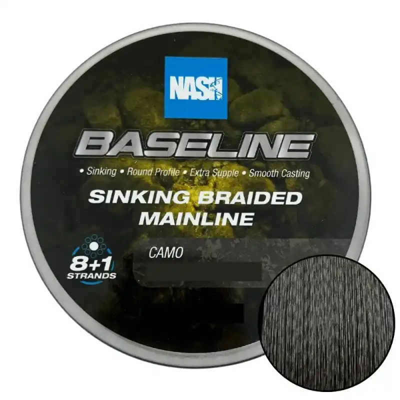 Jusqu'à Épuisement Des Stocks NASH BASELINE TRESSE SINKING BRAID CAMO 20 LBS 9.07 KG 600 M