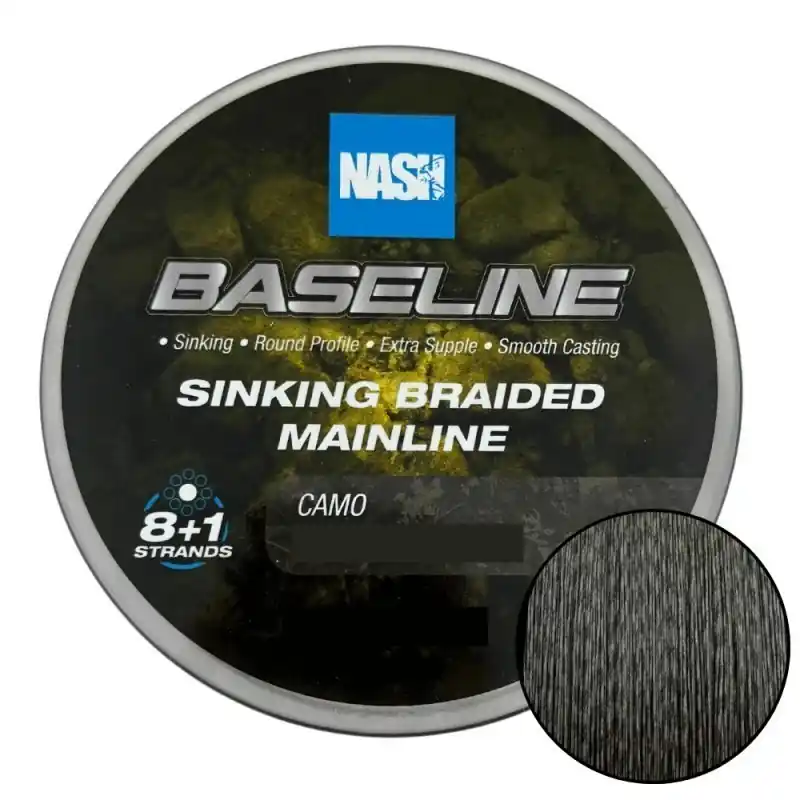 Achat Immédiat NASH TRESSE BASELINE SINKING BRAID CAMO 30 LBS 0.28 MM 13.60 KG 600 M