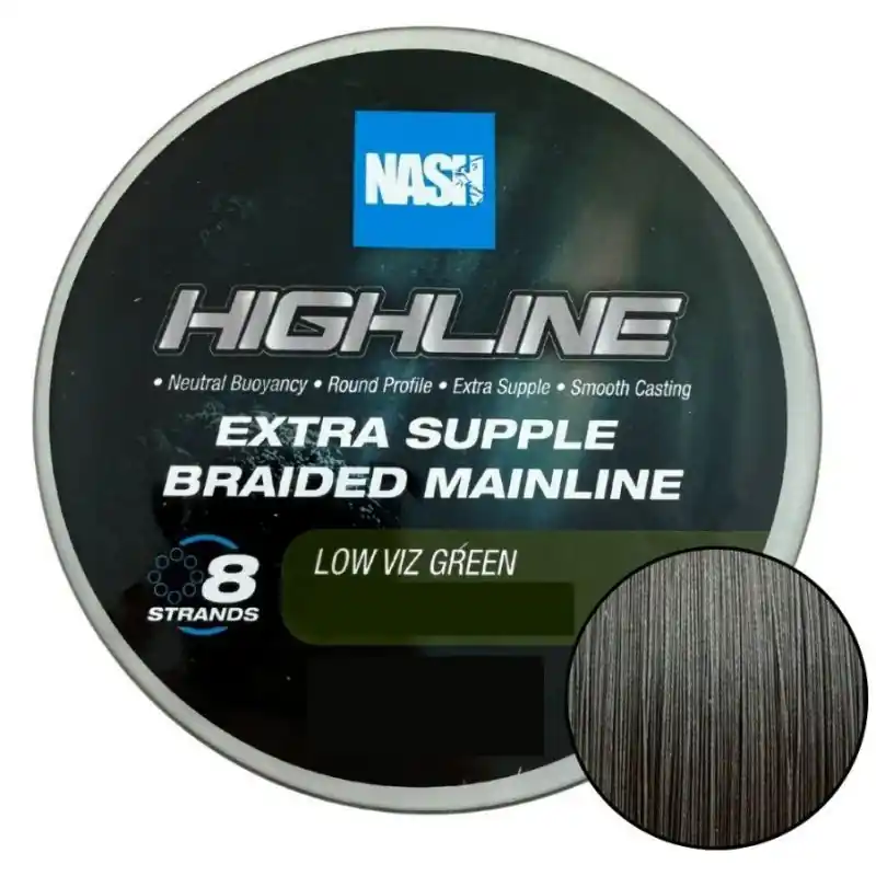 Meilleure Vente Nash Highline Extra Supple Braid Green 35lb/0.28mm 600m