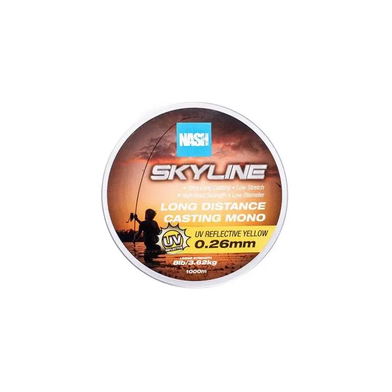 Nash Skyline Mono UV Yellow 8lb 0.26mm 1000m Produit De Marque